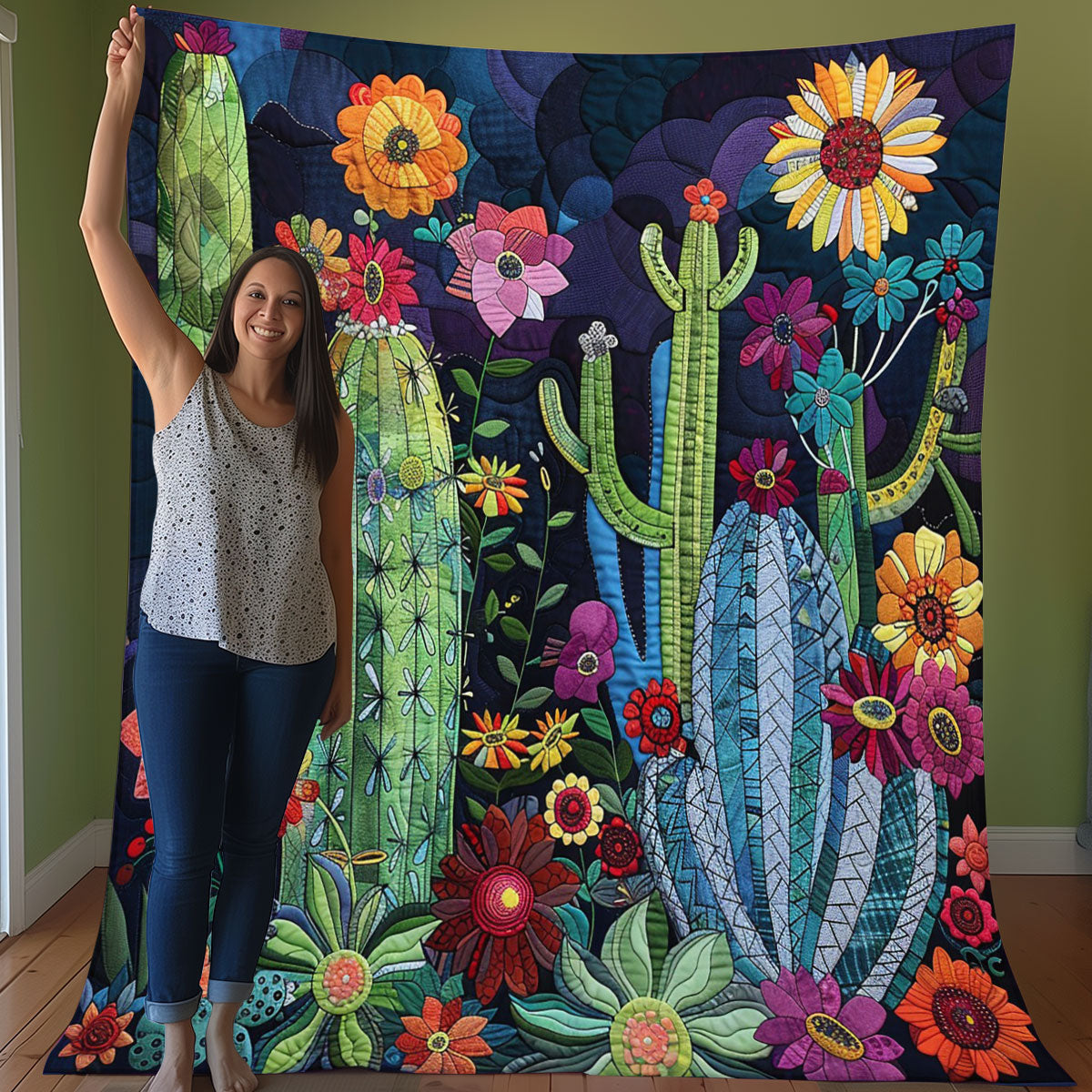 Cactus And Flower WO3007021CL Quilt