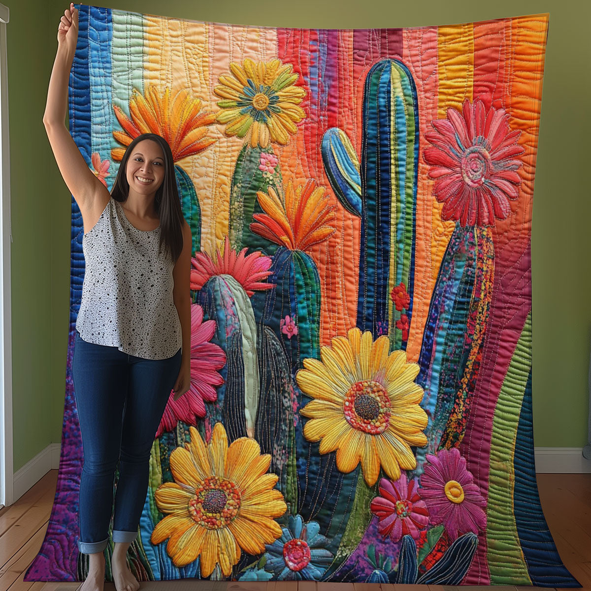 Cactus Colorful WO0608030CL Quilt