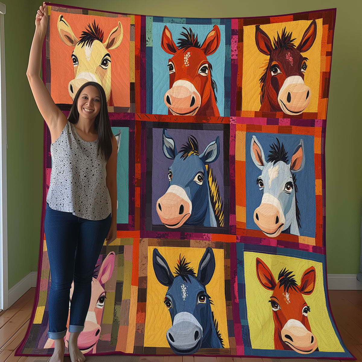 Donkeys Funny WO0608024CL Quilt