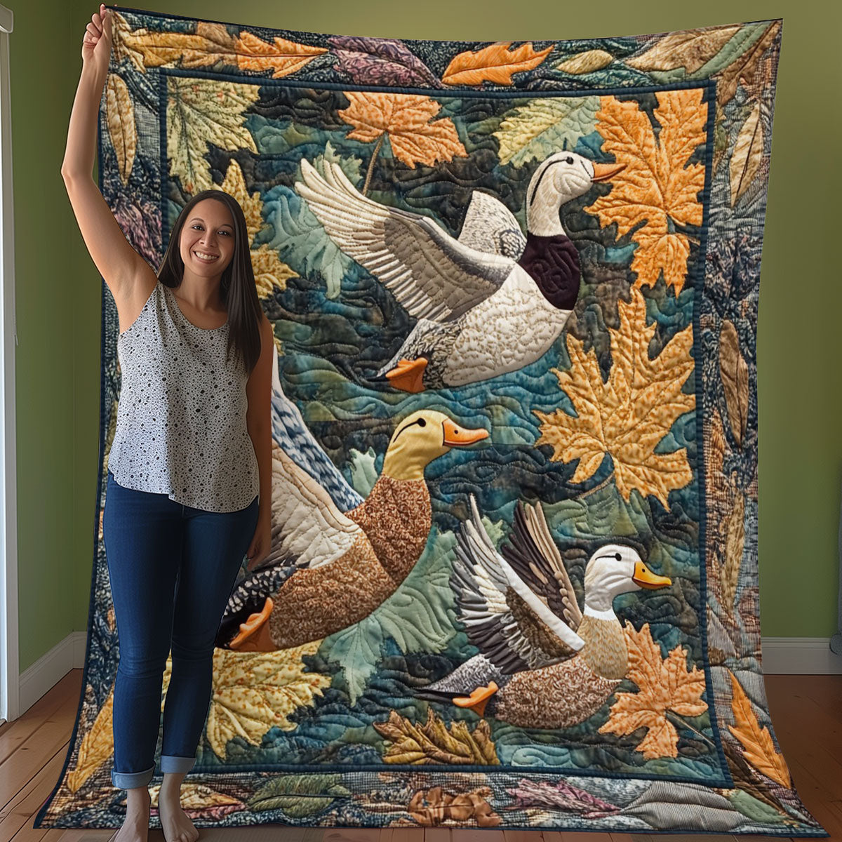 Duck And Leaves WO3107014CL Quilt