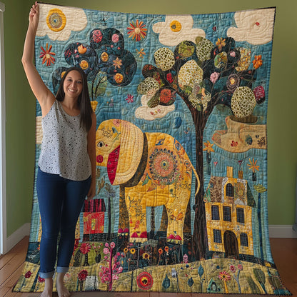 Elephant And Village WO0108010CL Quilt