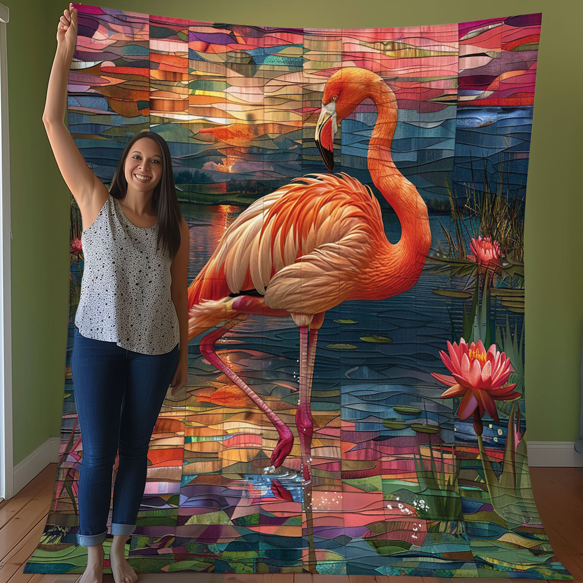 Flamingos Foraging For Food WO3007009CL Quilt