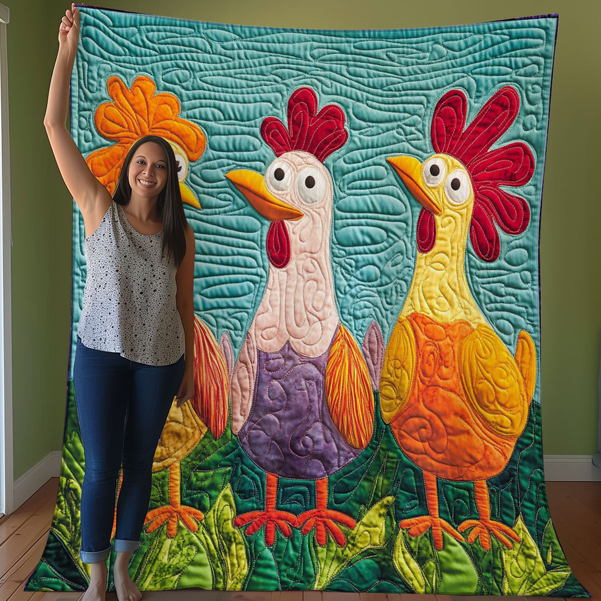 Funny Chicken WO0208007CL Quilt