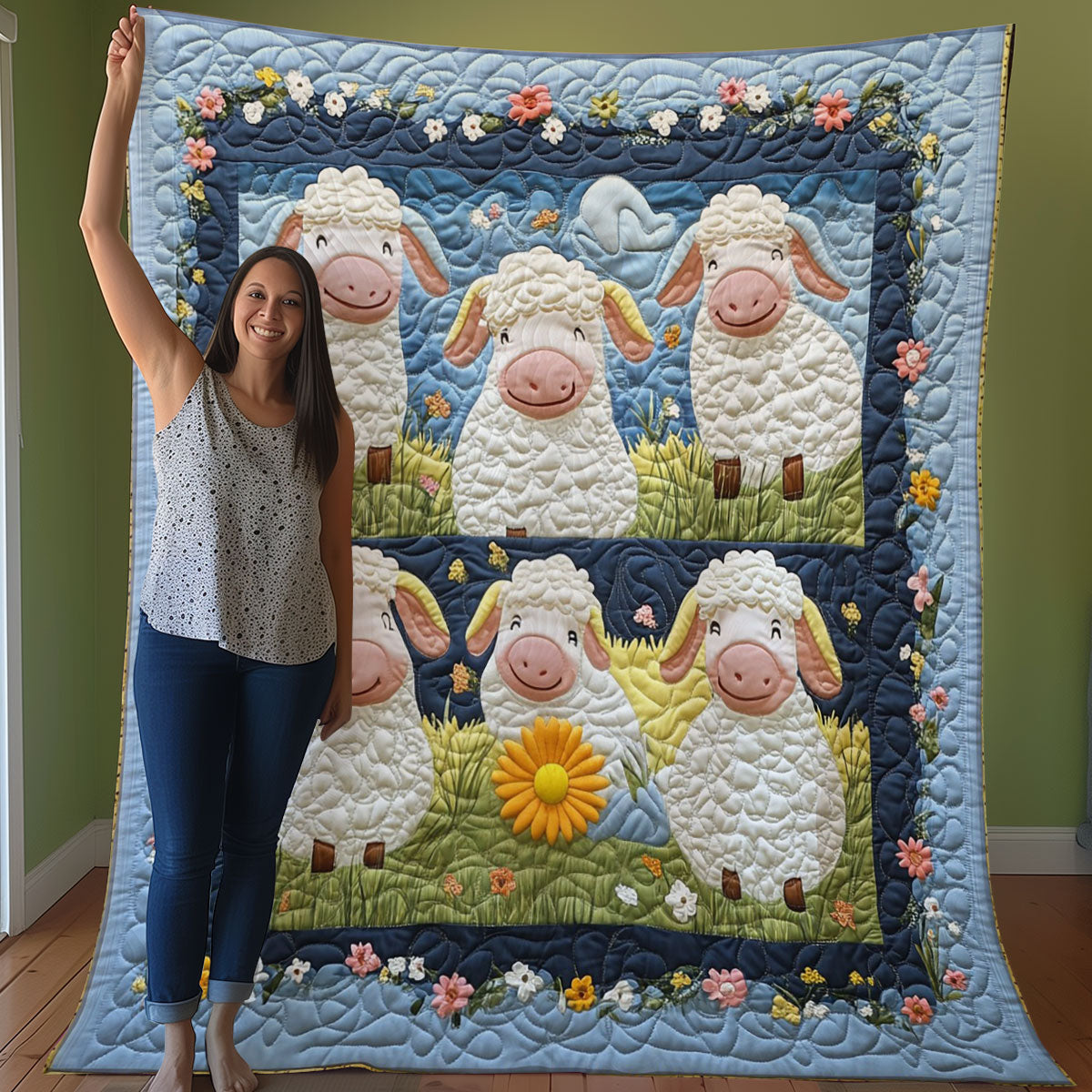 Happy Sheep WO0208037CL Quilt