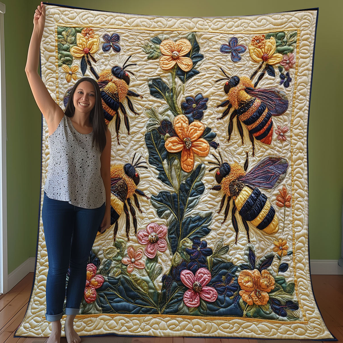 Hardworking Bees WO3107030CL Quilt