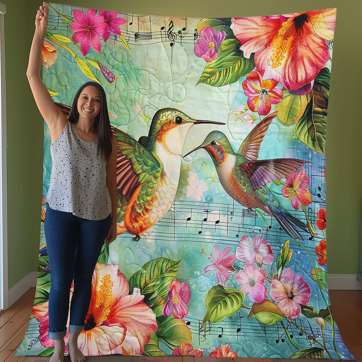 HummingBirds And Music WO3007006CL Quilt