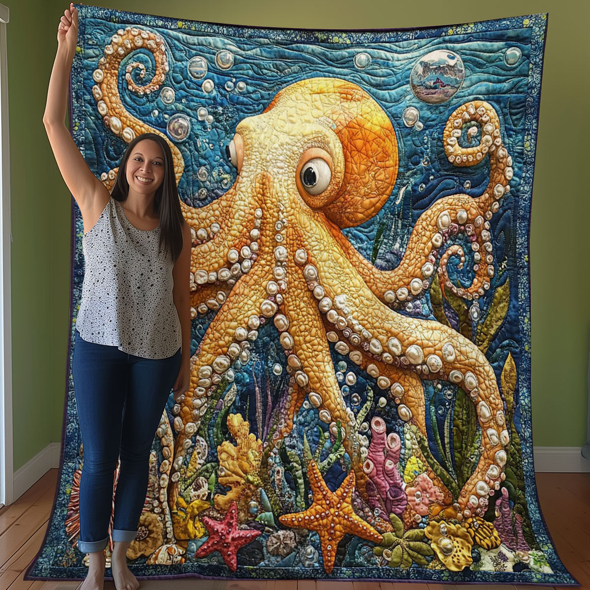 Octopus And Ocean WO0608028CL Quilt