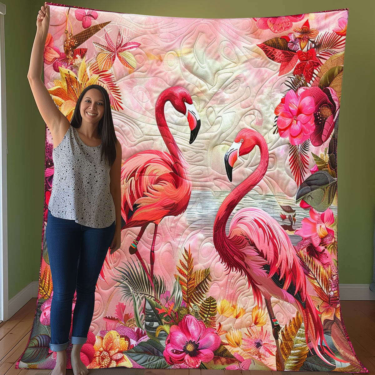 Pink Flamingo WO3007001CL Quilt