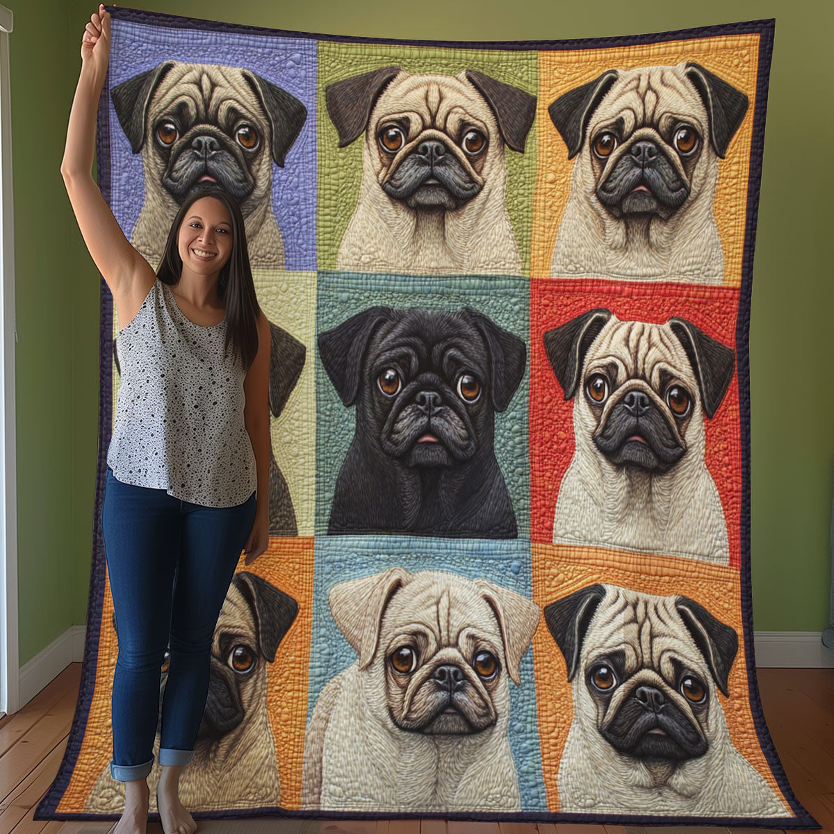 Pug Dogs WO0108024CL Quilt