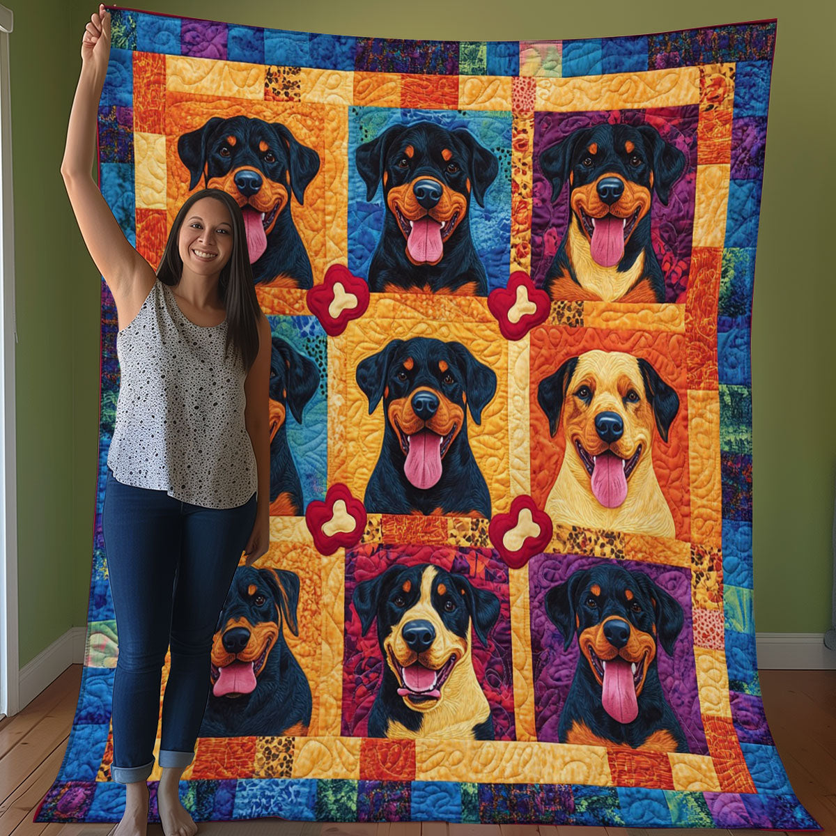 Rottweilers And Bone WO3107019CL Quilt