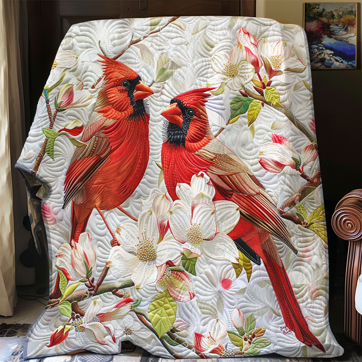 A Pair Of Red Cardinals XR1008024CL Quilt