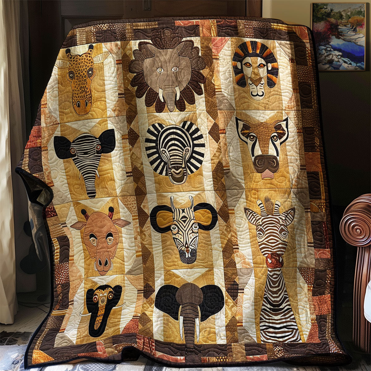 African Aminal Masks XR1706017CL Quilt