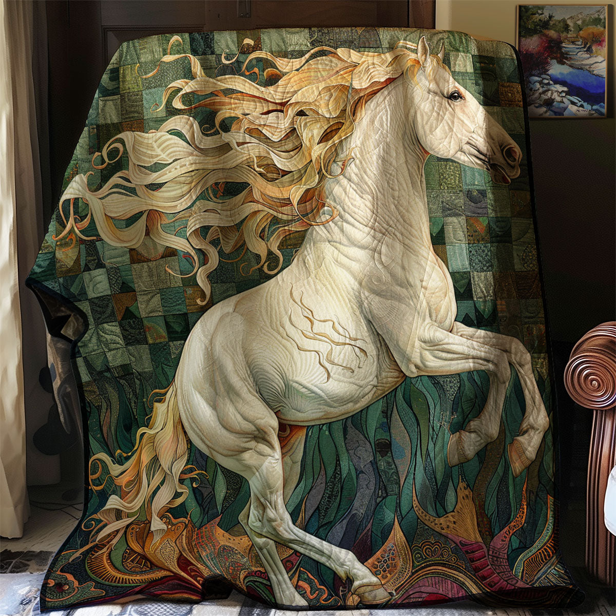 Amazing White Horse XR0107013CL Quilt