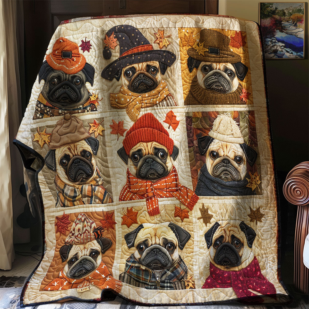 Autumn Pug Harmony WG2408020CL Quilt