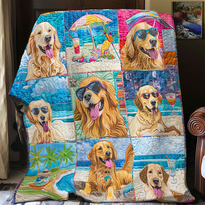 Beachy Golden Retriever Fun XR2408020CL Quilt