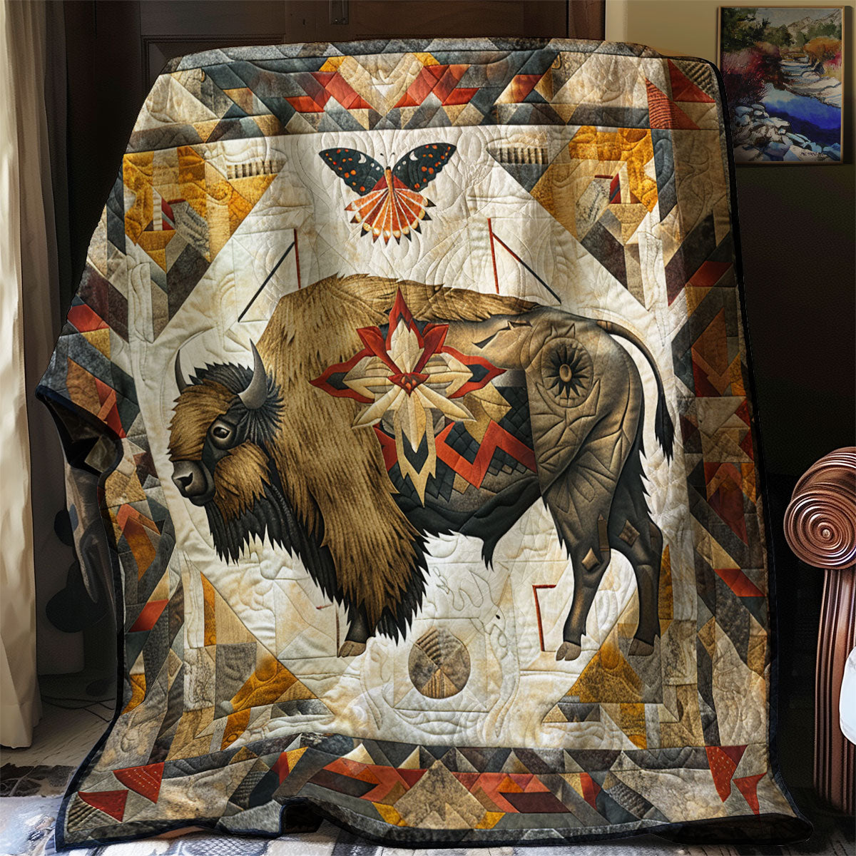 Bison Native American XR0807027CL Quilt