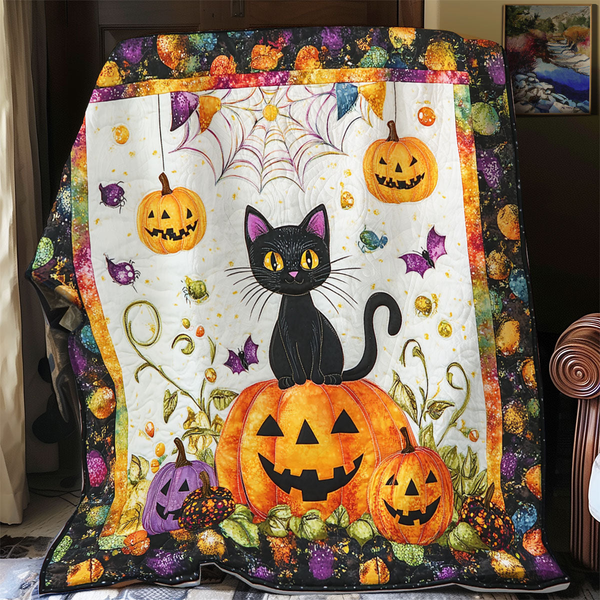 Black Cat Happy Halloween XR0808007CL Quilt