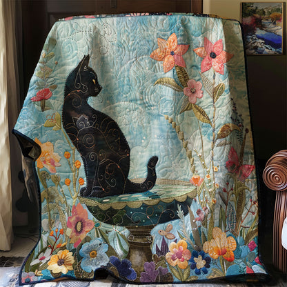 Black Cat On Fountain XR2407051CL Quilt