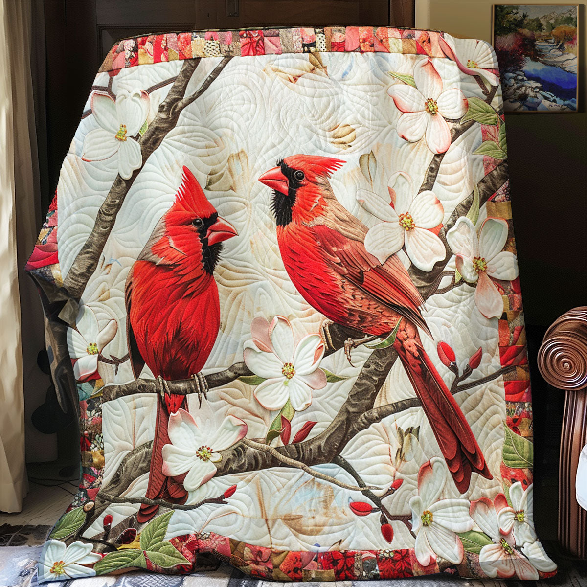 Blooming Cardinals XR1008022CL Quilt