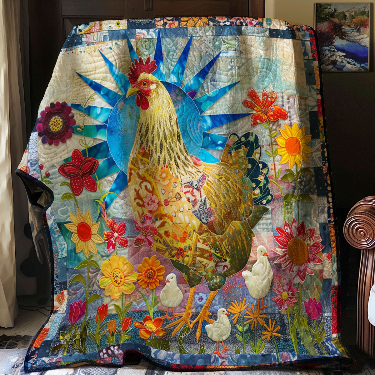 Blossom Sun Chicken XR2407032CL Quilt