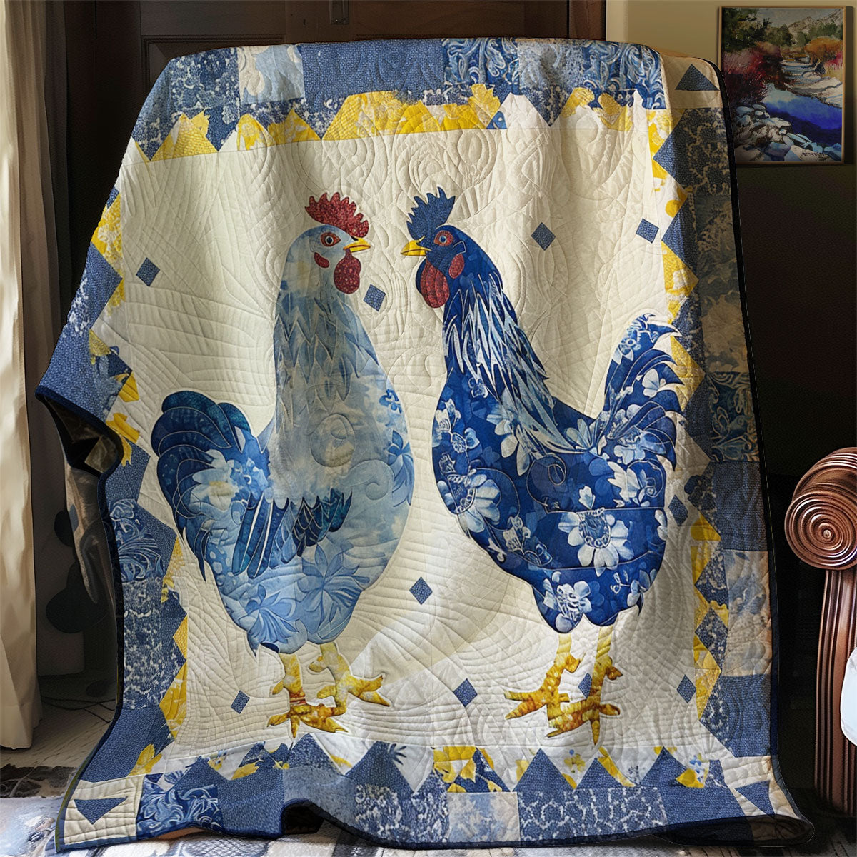 Blue Chickens XR0908019CL Quilt