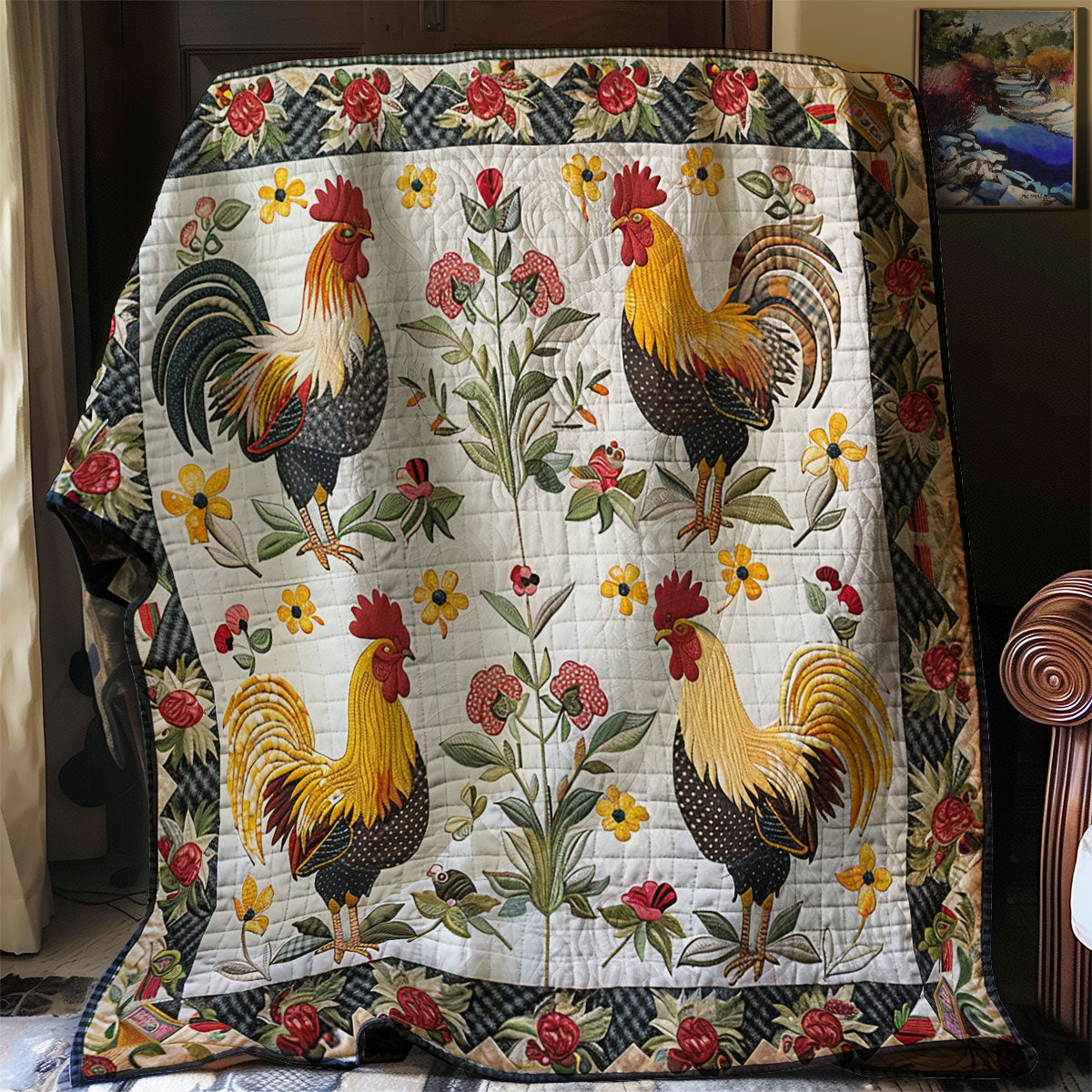 Bright Chickens XR2607003CL Quilt