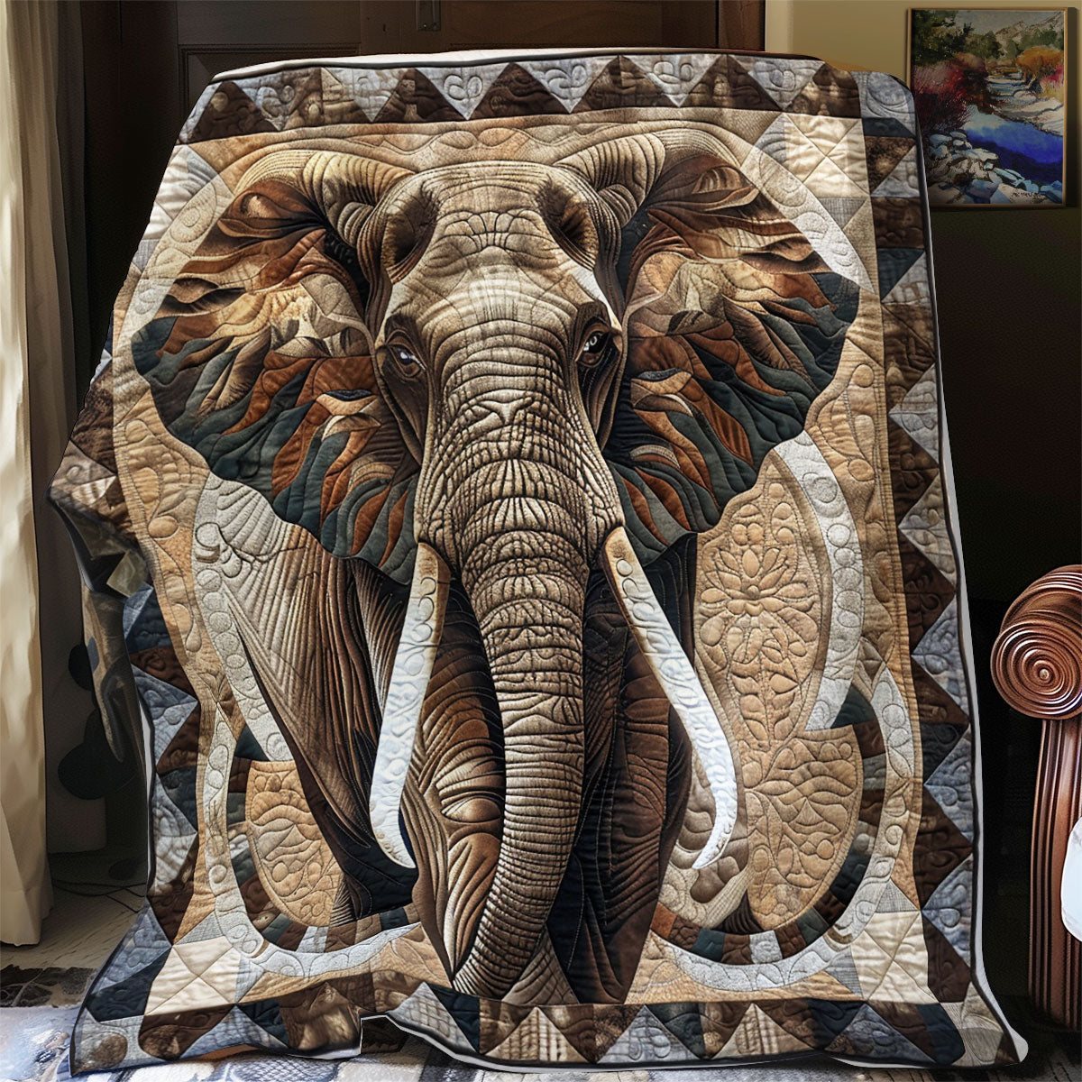 Brown African Elephant XR1008045CL Quilt