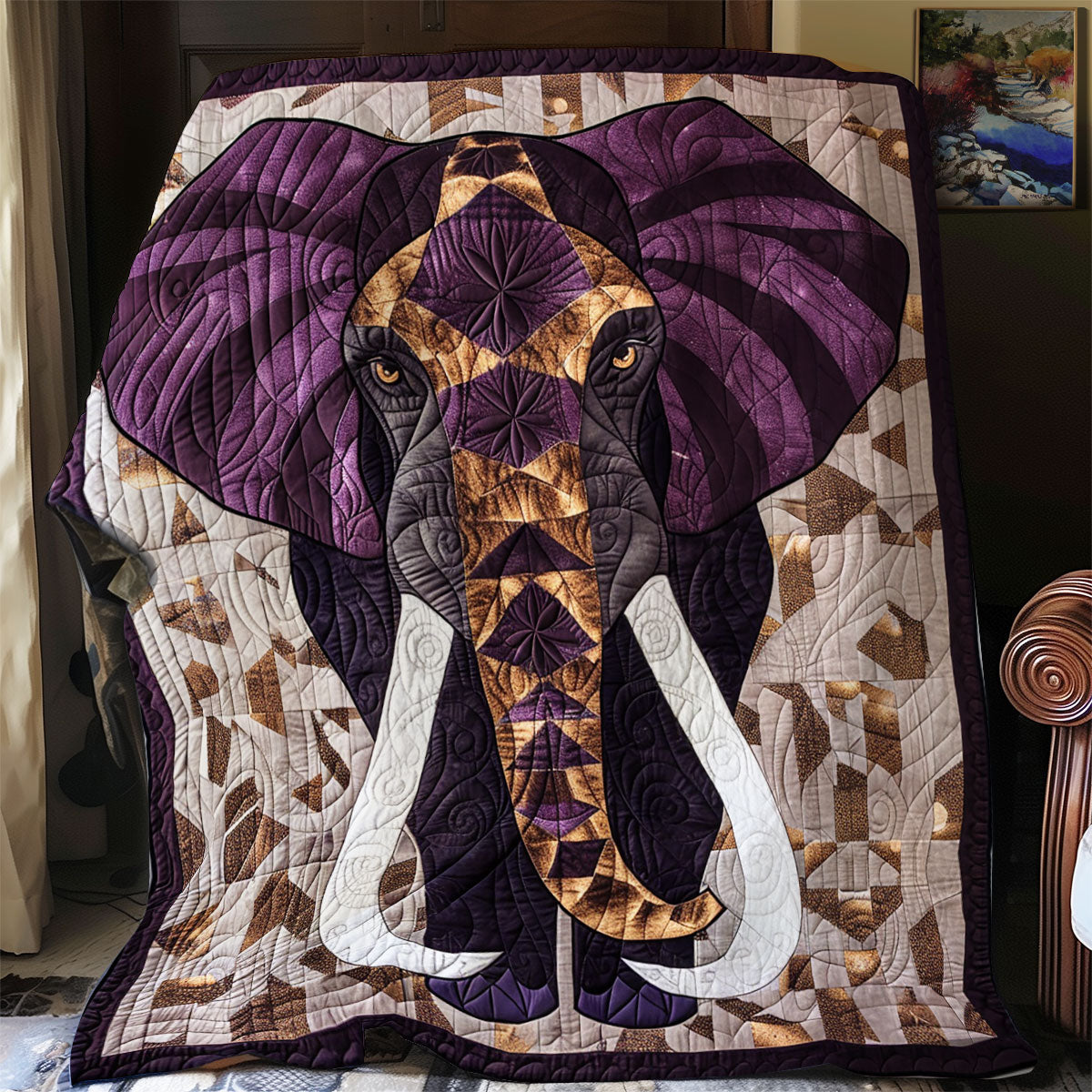 Brown Trunk Elephant XR1008043CL Quilt