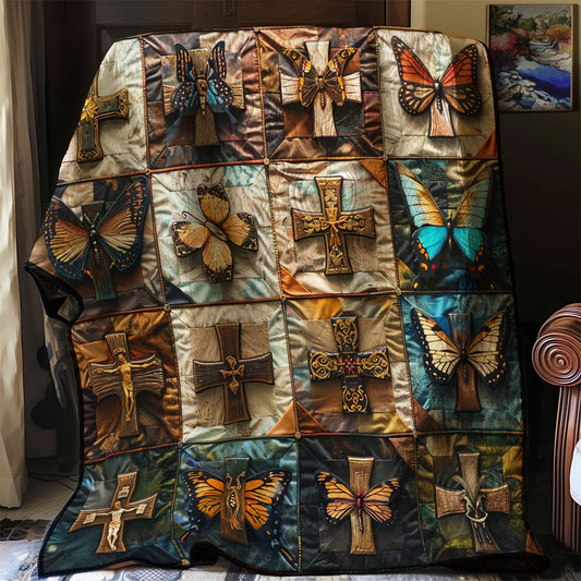 Butterfly Christian Cross XR2406006CL Quilt