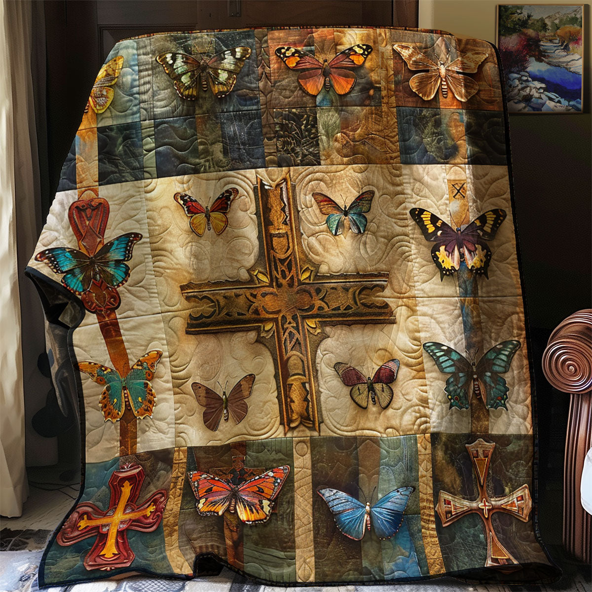 Butterfly Christian Cross XR2406007CL Quilt