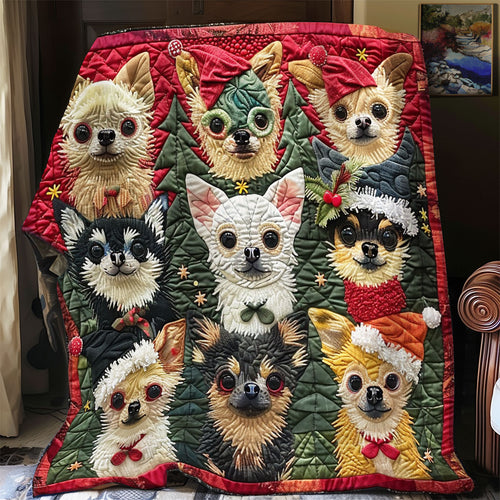 Cartoon Christmas Chihuahuas XR1508017CL Quilt