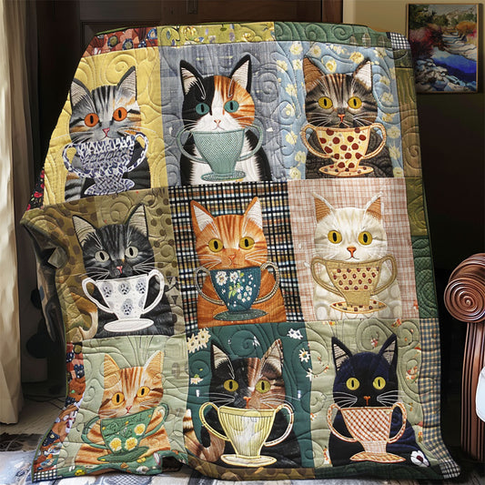 Cat Breeds And Coffee Cups XR2008014CL Quilt