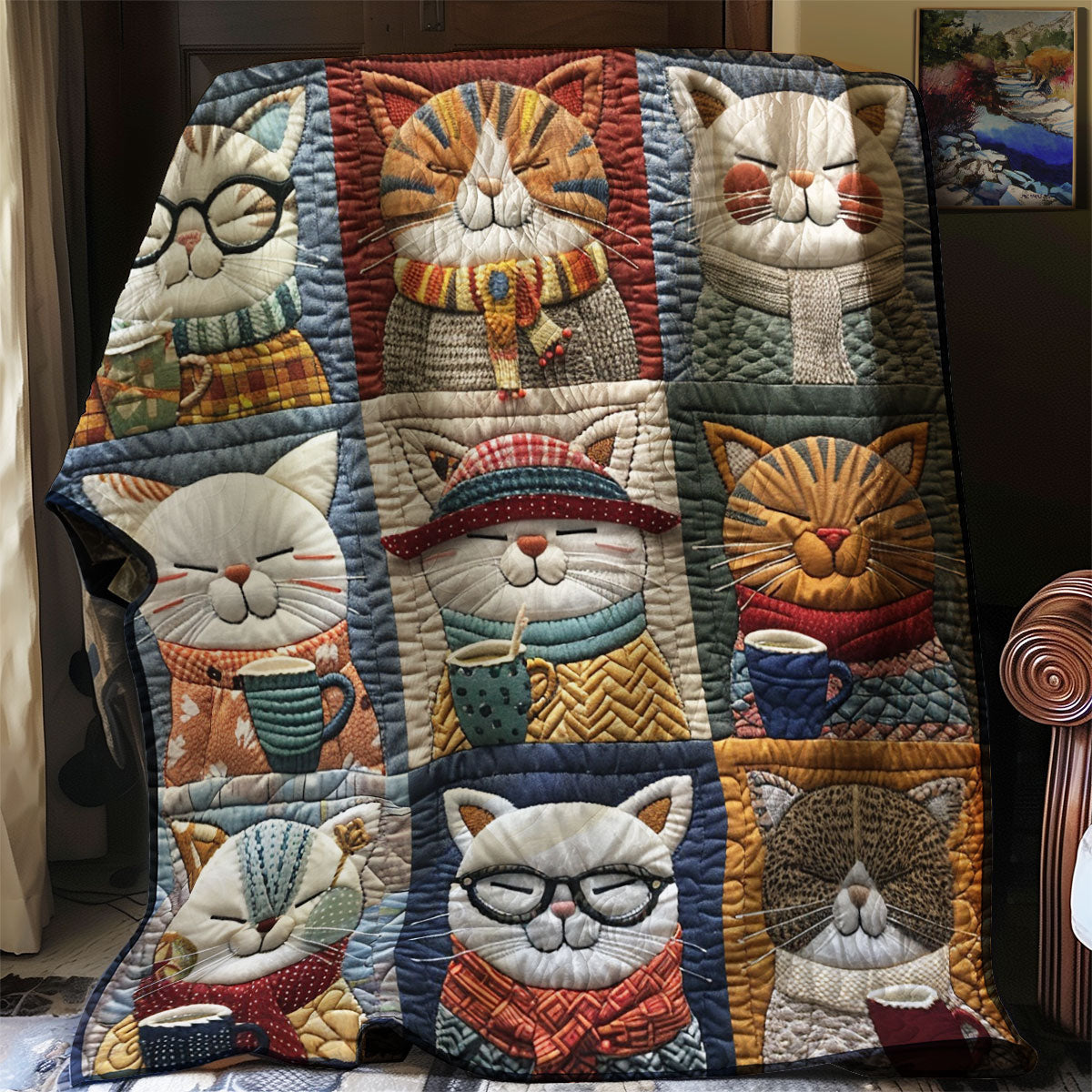 Cat Chic Coffee WG2408007CL Quilt