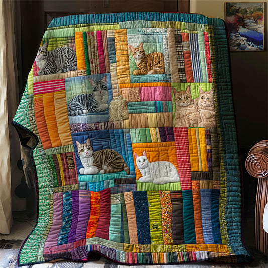 Cats And Bookshelf XR0508020CL Quilt