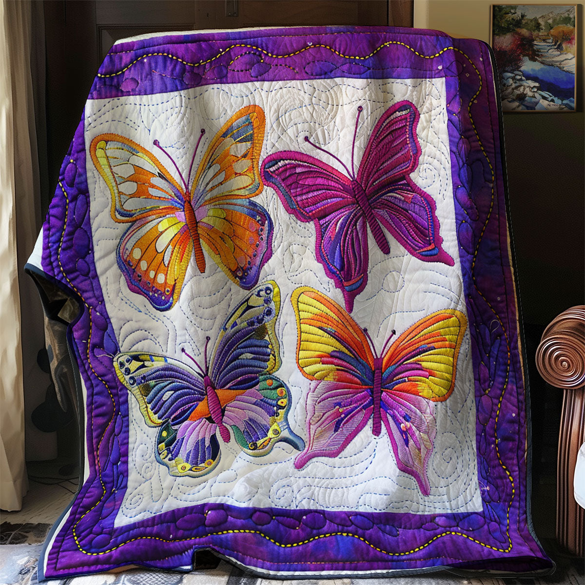 Charming Purple Butterflies XR3007001CL Quilt