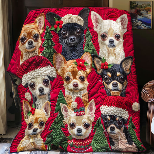 Cheerful Chihuahua Christmas XR1508019CL Quilt