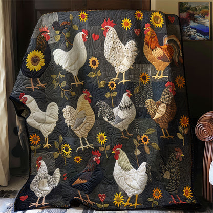 Chicken And Sunflowers XR0607007CL Quilt