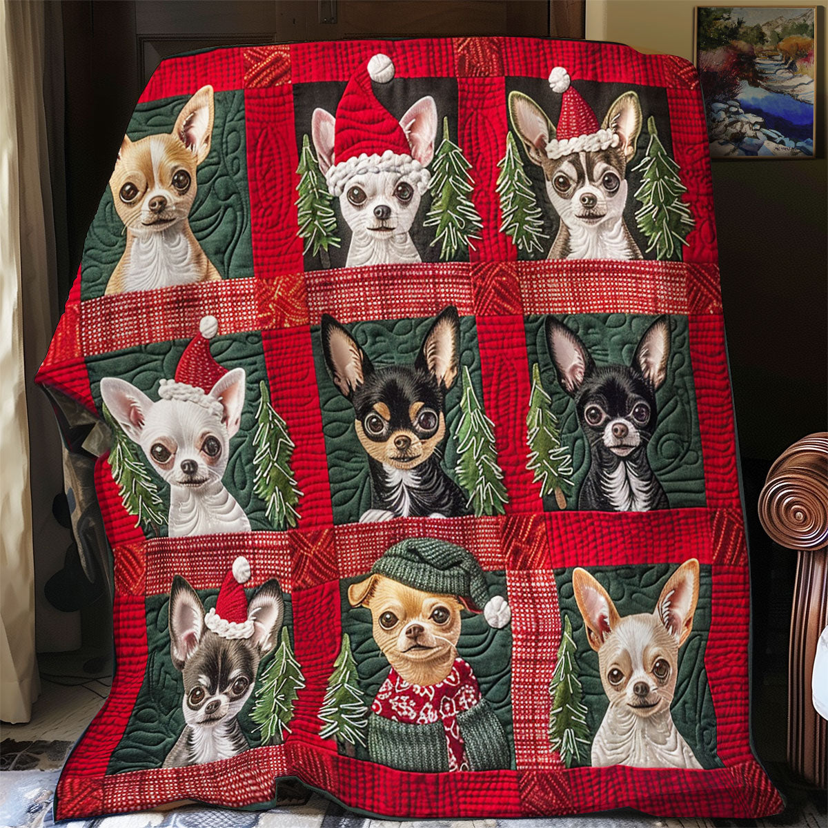 Chihuahuas Love Santa XR1508018CL Quilt