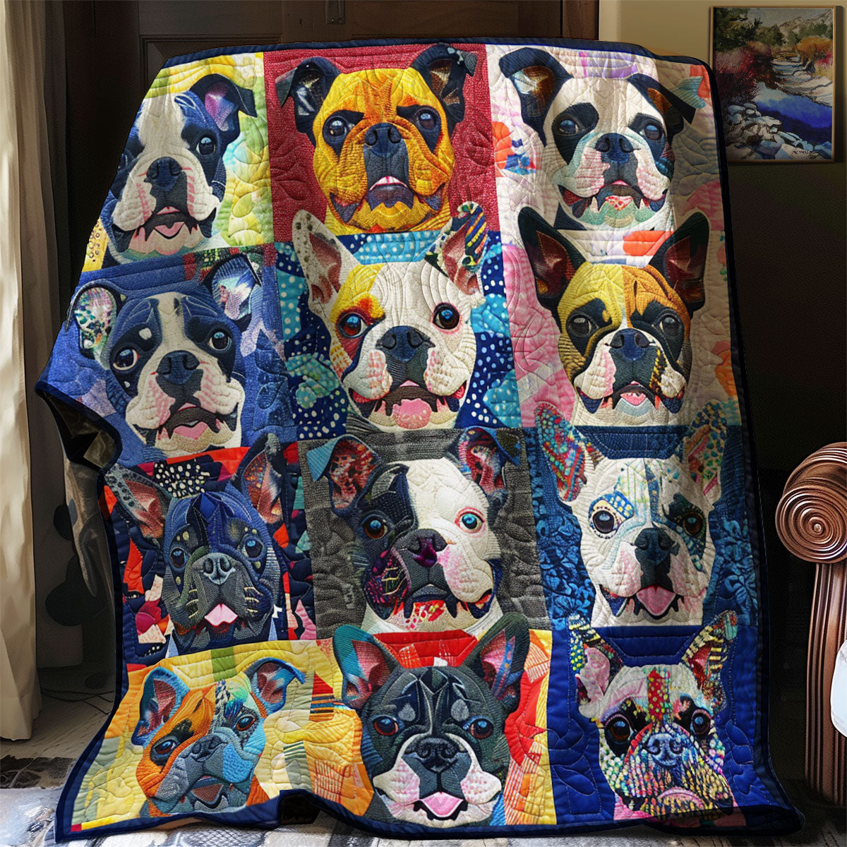 Colorful Boston Terrier XR0807016CL Quilt