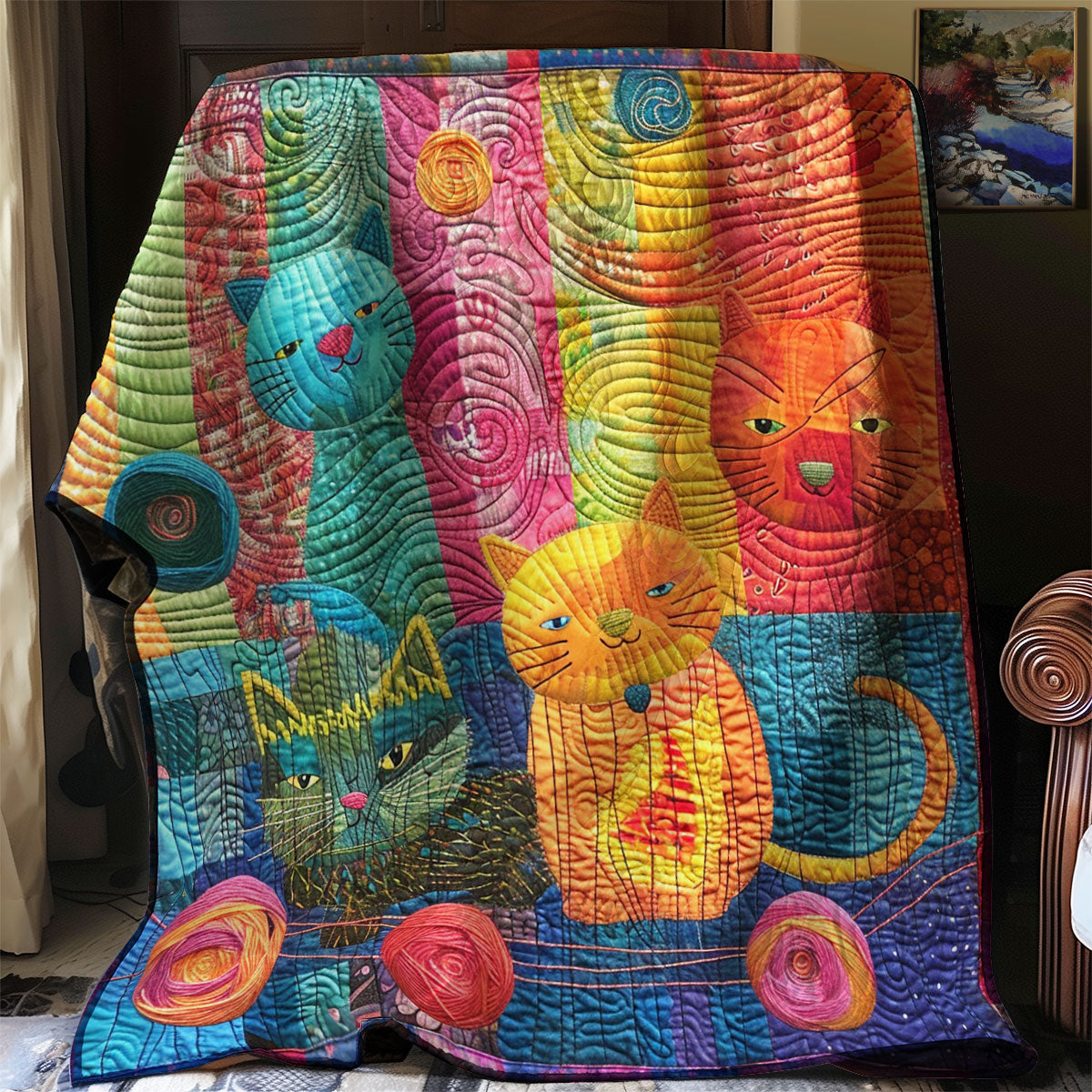 Colorful Cats And Yarns XR3007013CL Quilt