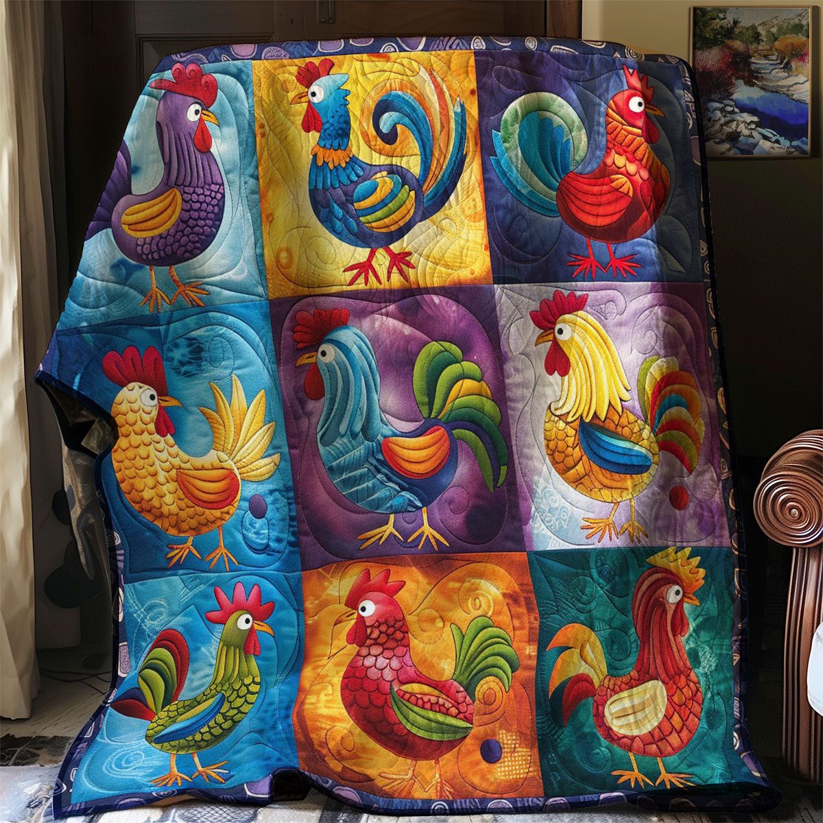 Colorful Chicken WO2707023CL Quilt