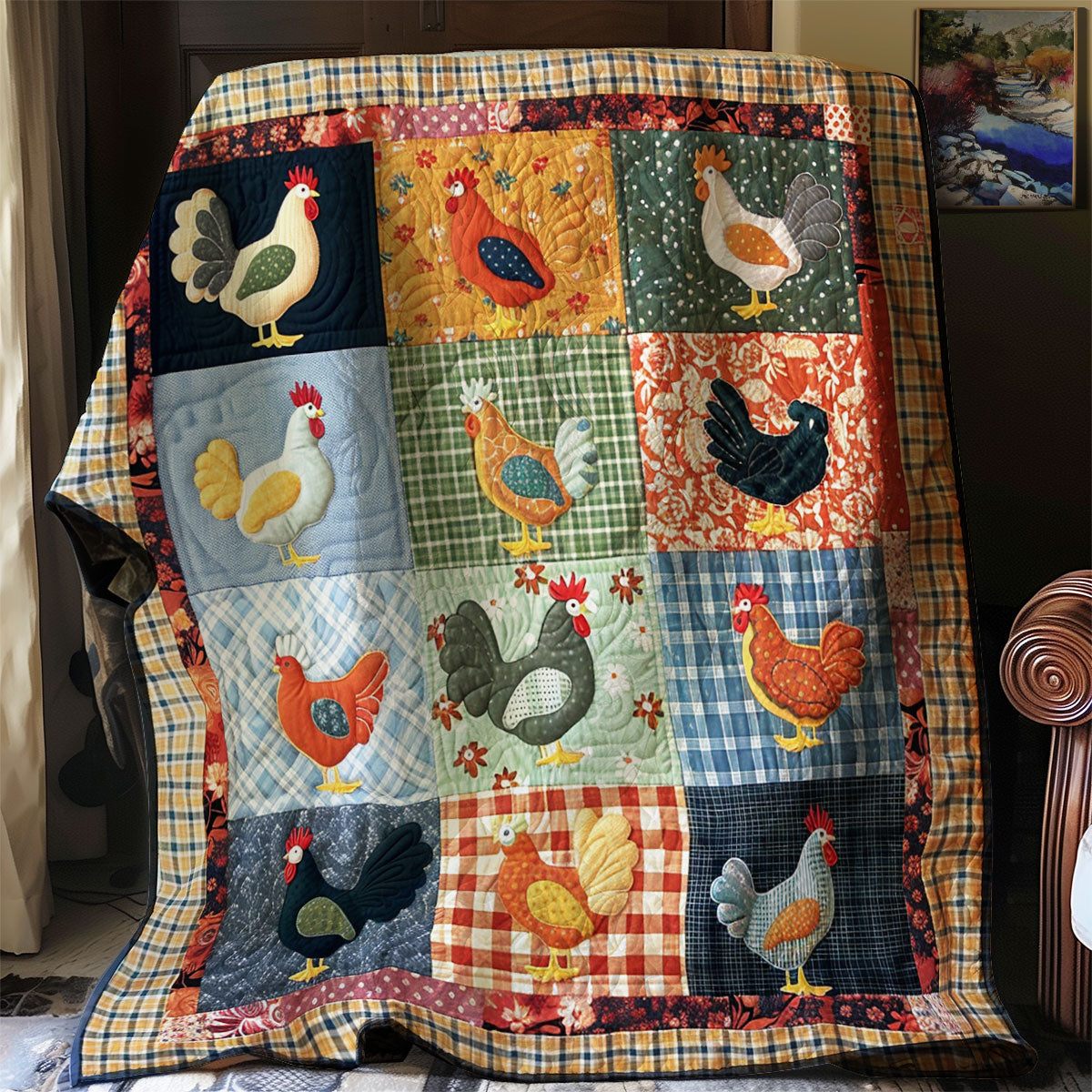 Colorful Chickens XR2806004CL Quilt