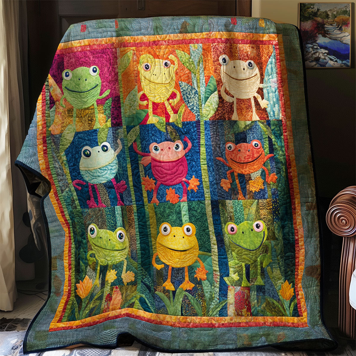 Colorful Frogs XR0108002CL Quilt
