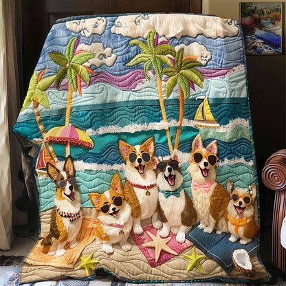Corgi Beach Day XR2408015CL Quilt