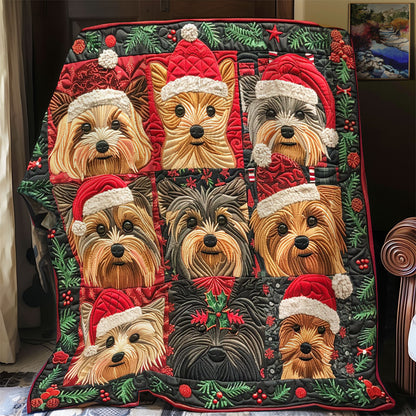 Cute 9 Yorkshire Terriers Christmas XR1508029CL Quilt