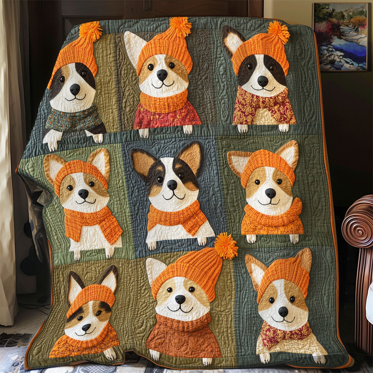 Cute Autumn Corgi XR0808042CL Quilt