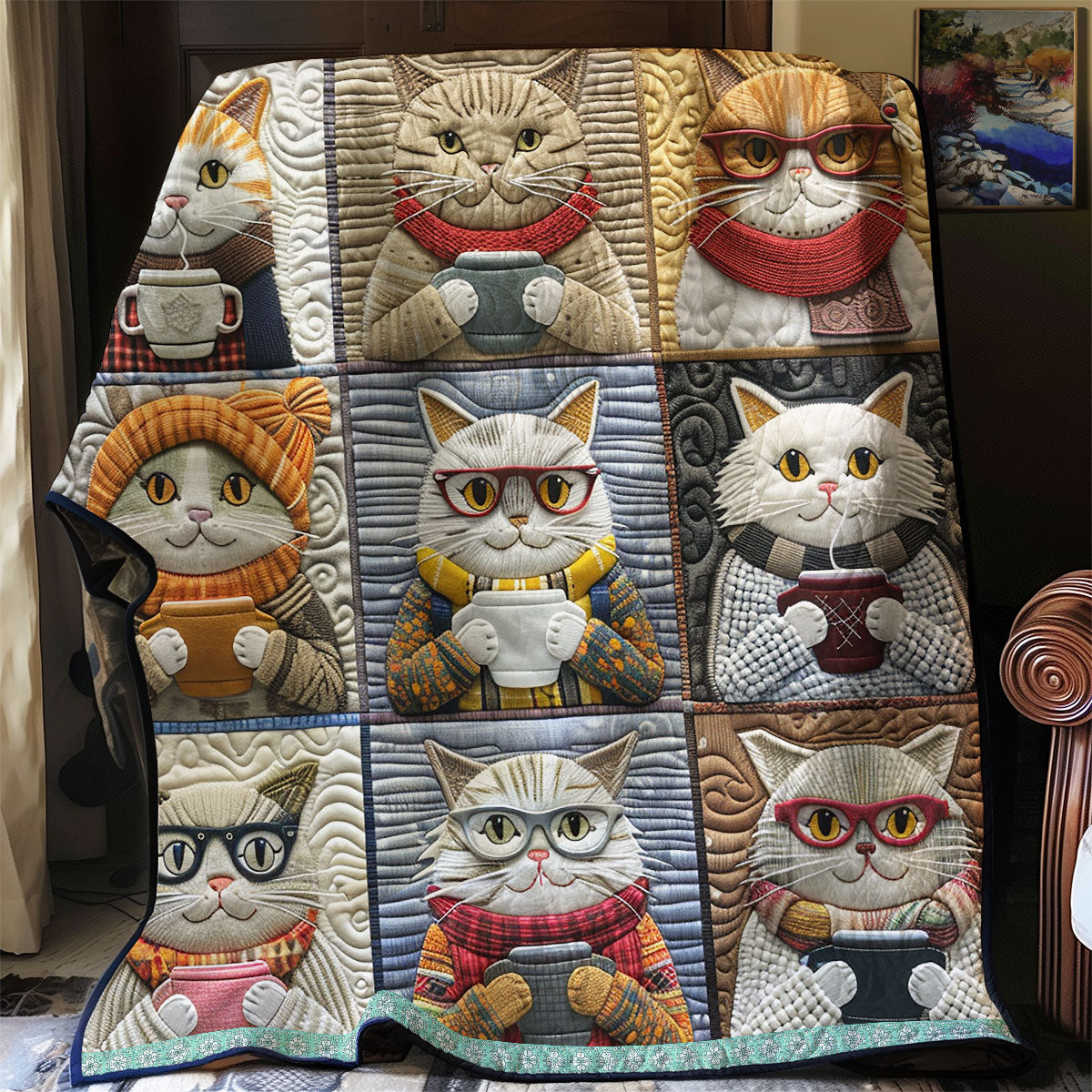 Cute Cat Coffee WG2608001CL Quilt