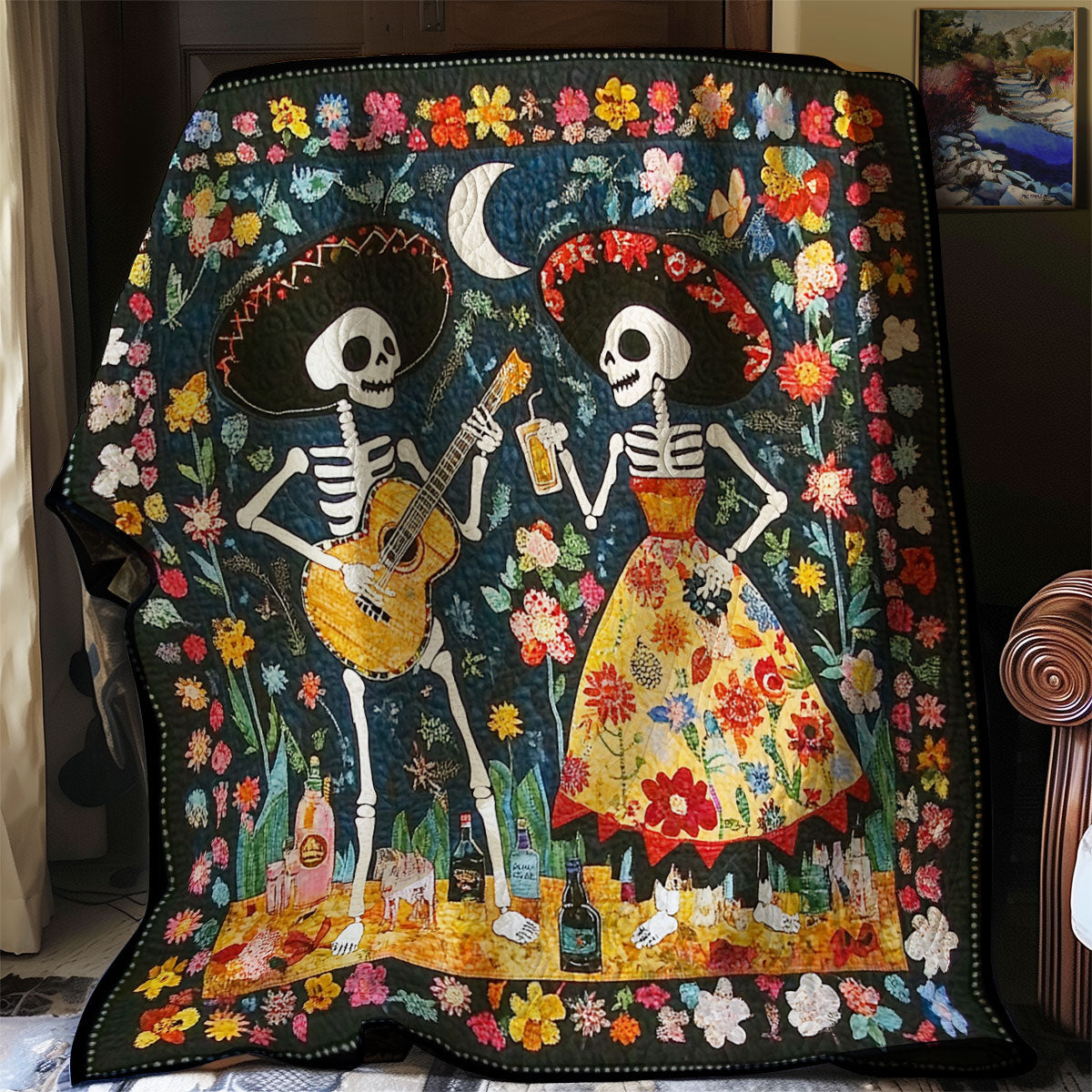 Dancing Sugar Skulls XR0108031CL Quilt