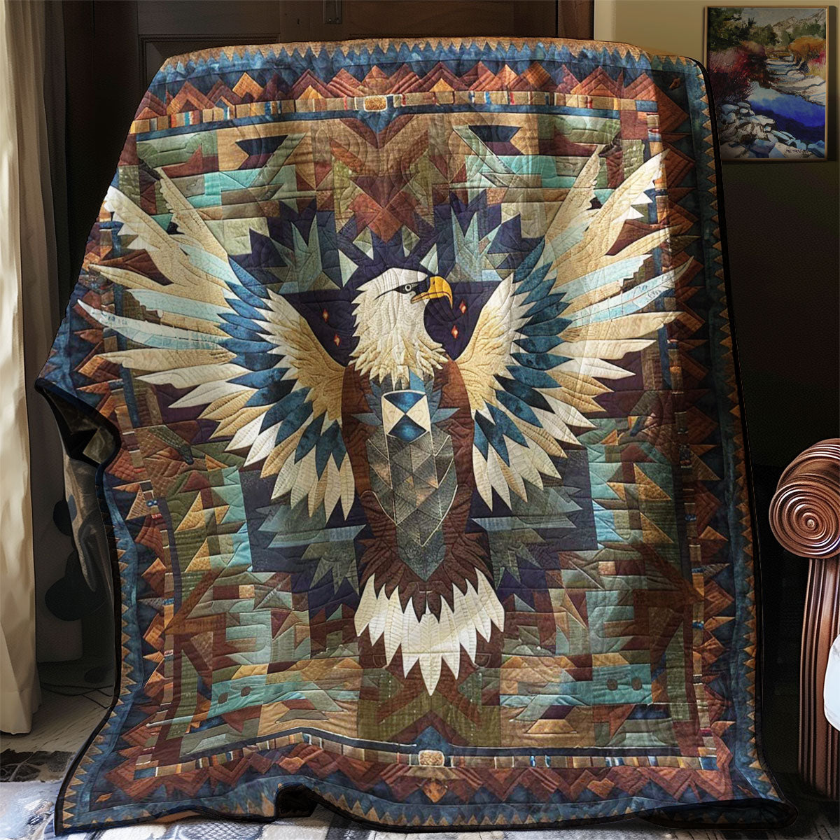 Eagle Native American Pattern Print Blanket
