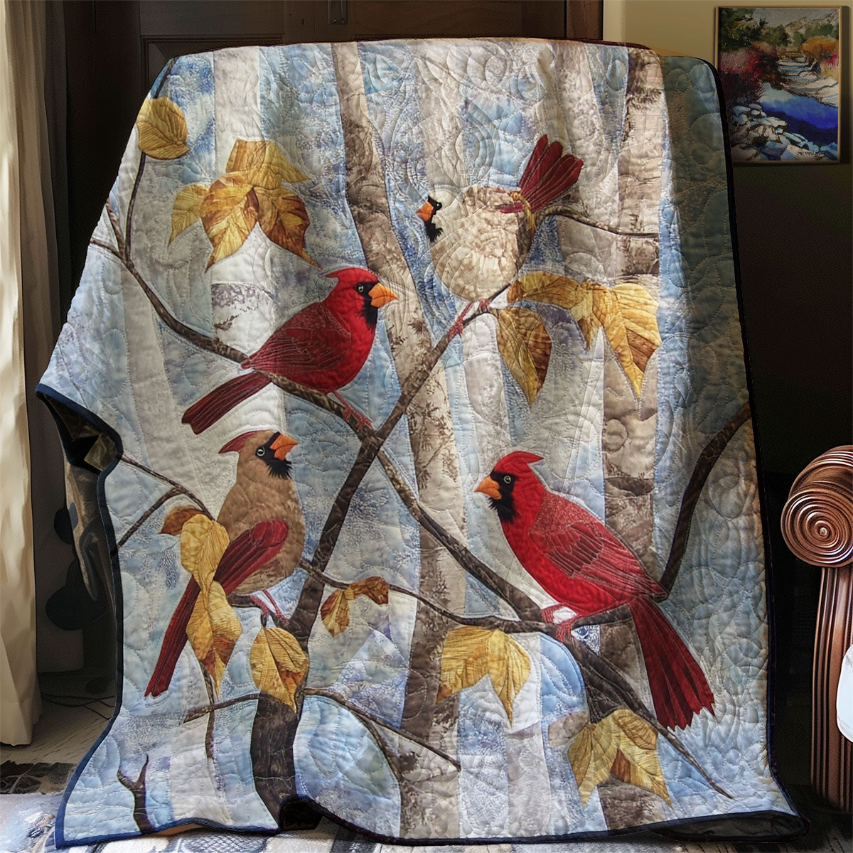 Elegant Cardinal Perch XR0108009CL Quilt